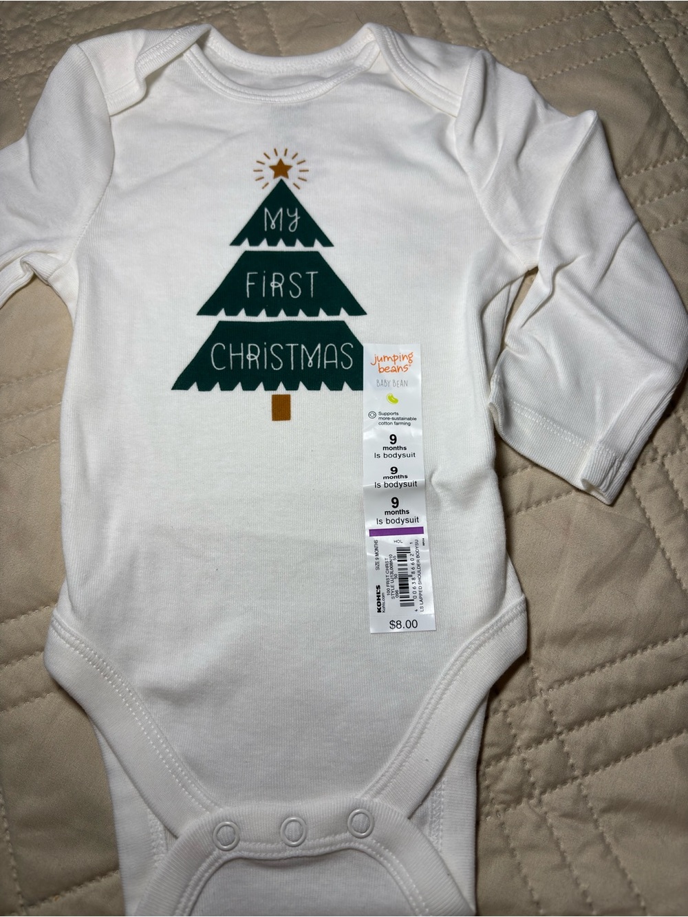 Jumping Beans 9M 'My First Christmas' Baby Onesie